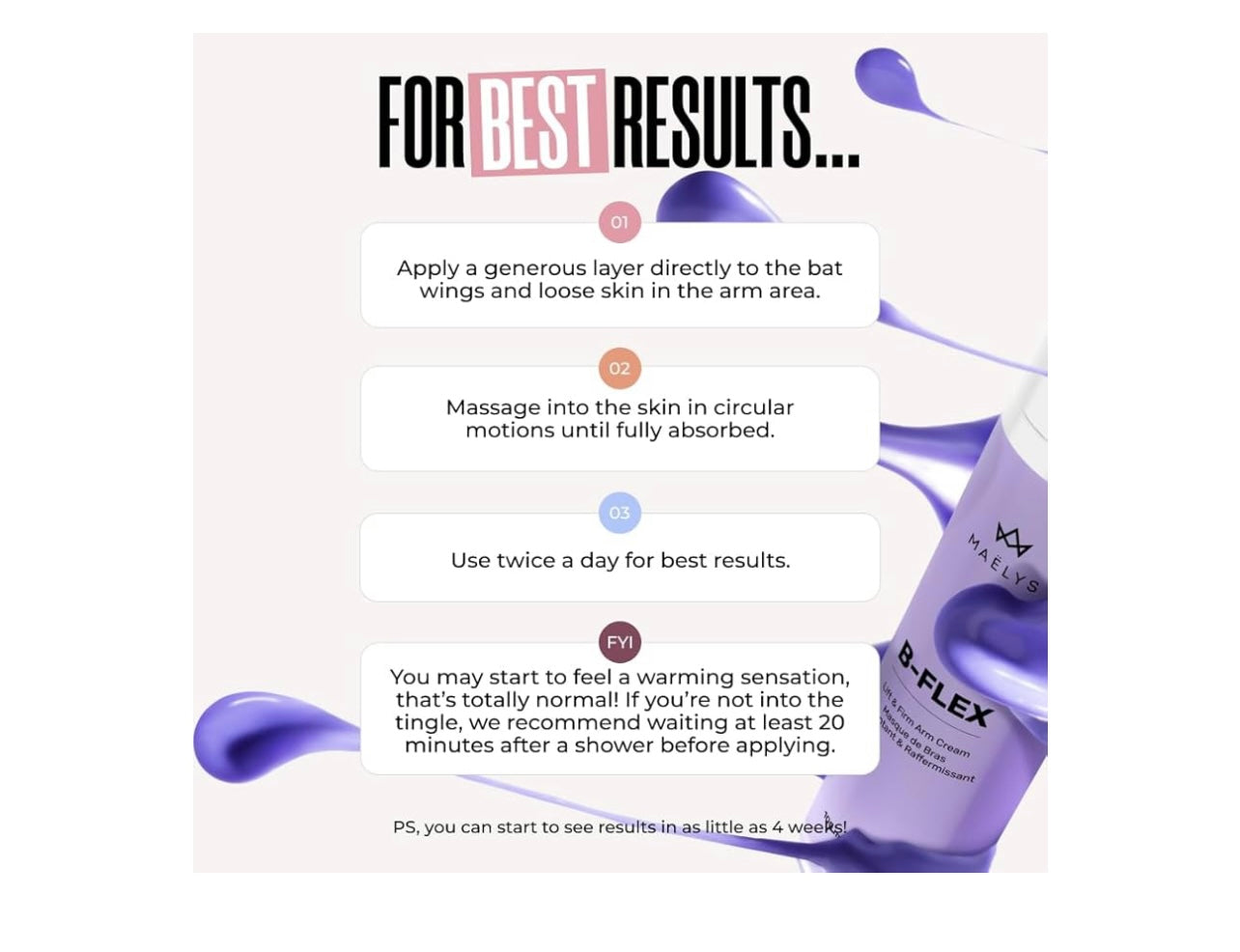 MAËLYS B FLEX Lift and Firm Arm Cream - for Tighter and Firmer Looking Arms to Reduce the Appearance of Loose and Crepey Skin