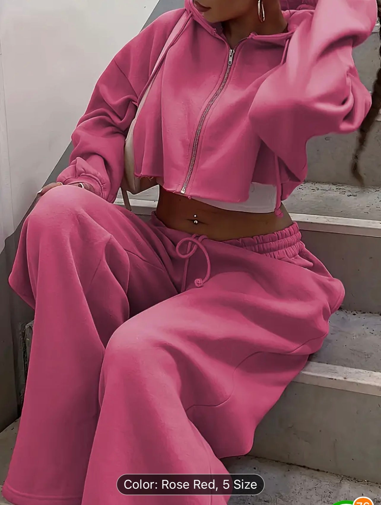 Women'S Pink Zip-Up Hoodie and Sweatpants Set - Casual Long Sleeve Sweatshirt