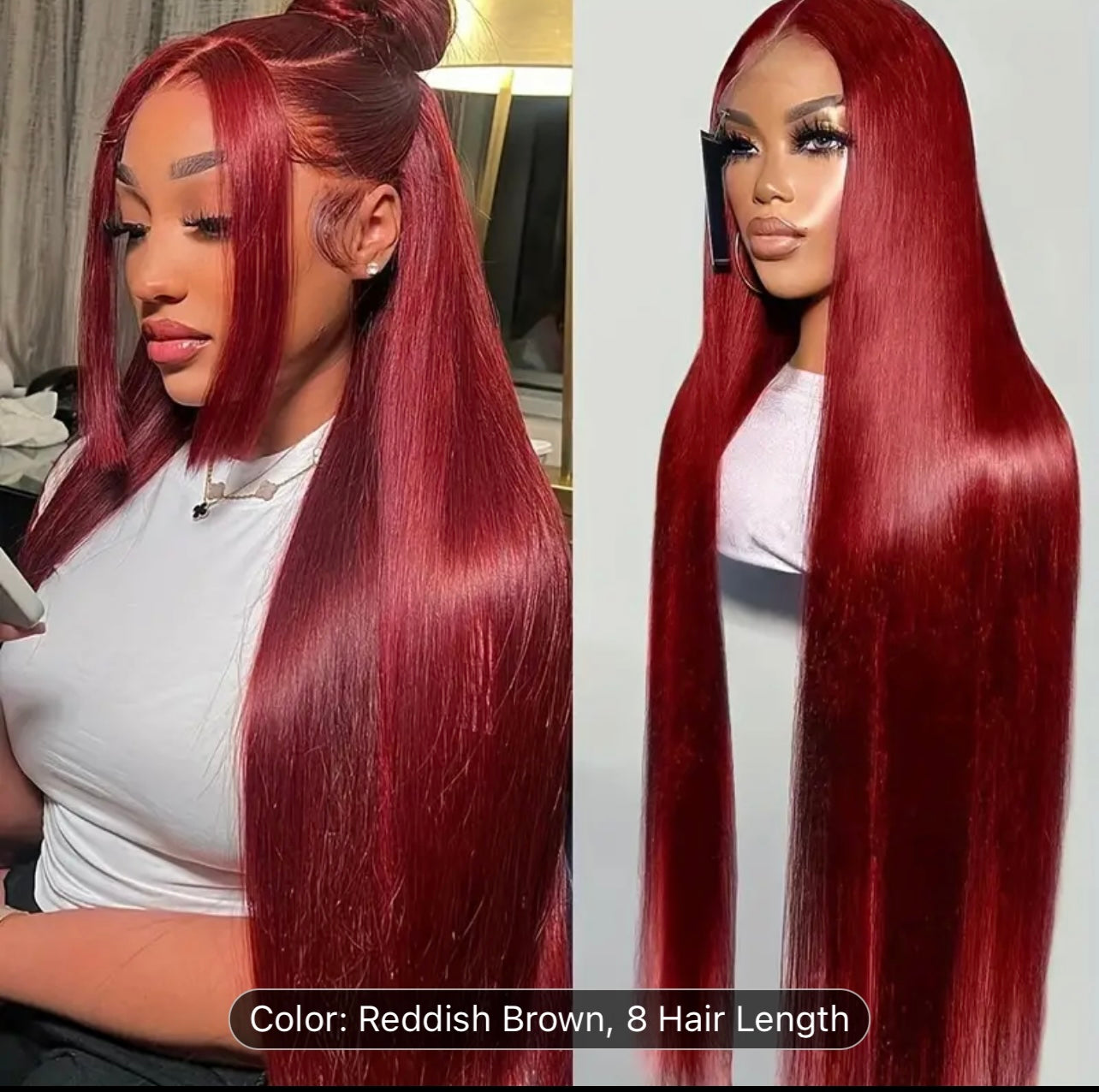 250% Density Reddish Brown Glueless Wigs Human Hair Straight Lace Front Wig 5x6 HD Lace Front Wigs Swiss Lace Wigs With Baby Hair Pre Plucked Lace Natural Brazilian Human Hair For Women No Glue No Skill Ready To Go Wig For Beginners