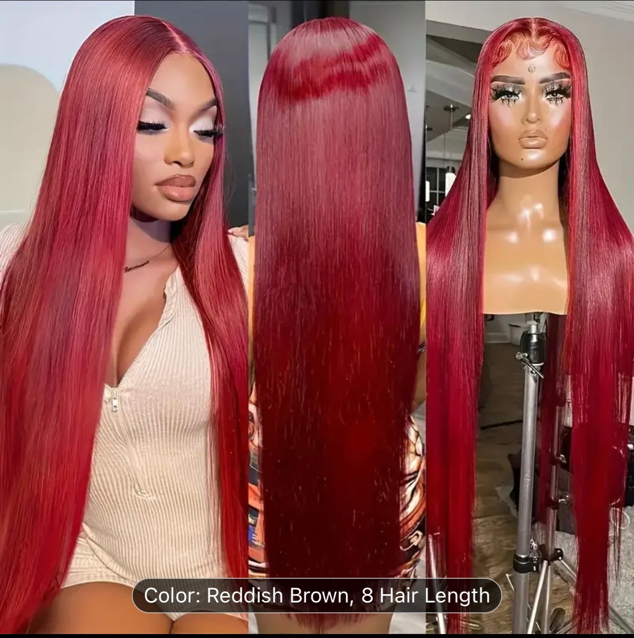250% Density Reddish Brown Glueless Wigs Human Hair Straight Lace Front Wig 5x6 HD Lace Front Wigs Swiss Lace Wigs With Baby Hair Pre Plucked Lace Natural Brazilian Human Hair For Women No Glue No Skill Ready To Go Wig For Beginners