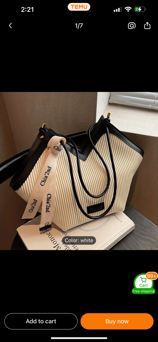 1pc White Striped Beach-Inspired Shoulder Bag - Large Capacity Summer Fashion Handbag for Women, Seaside Holiday Tote with Stylish Design