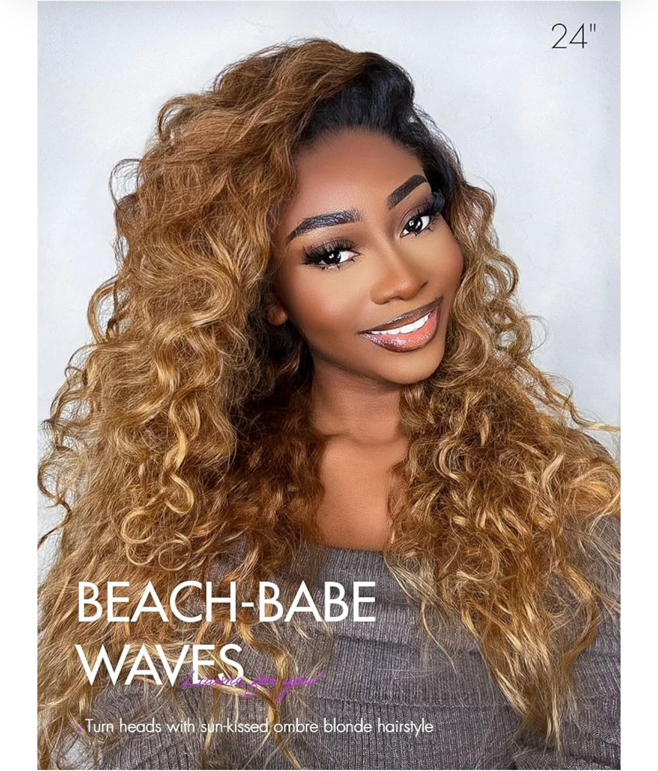 Sun-kissed Ombre Blonde Water Wave Glueless Free Part13x4 Lace Front Wig Human Hair