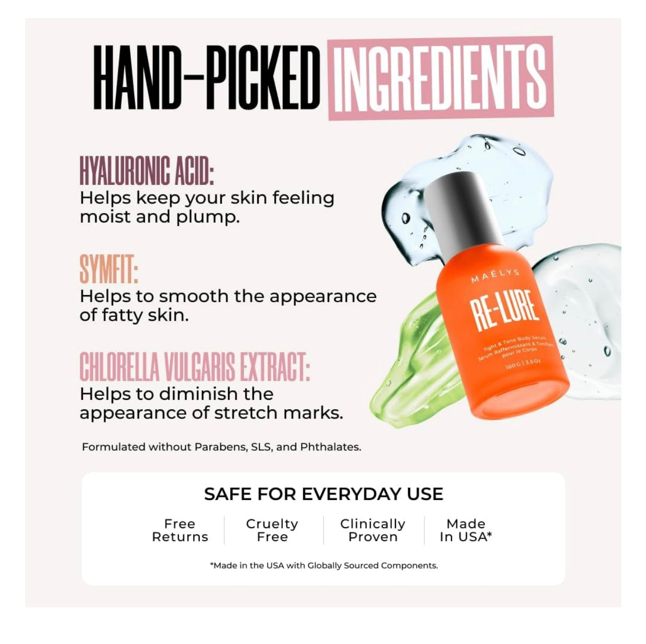 MAËLYS RE-LURE Tight & Tone Body Serum - Hyaluronic Acid Serum for Women - Hydrating Serum Tightens Appearance of Skin for Toned Look
