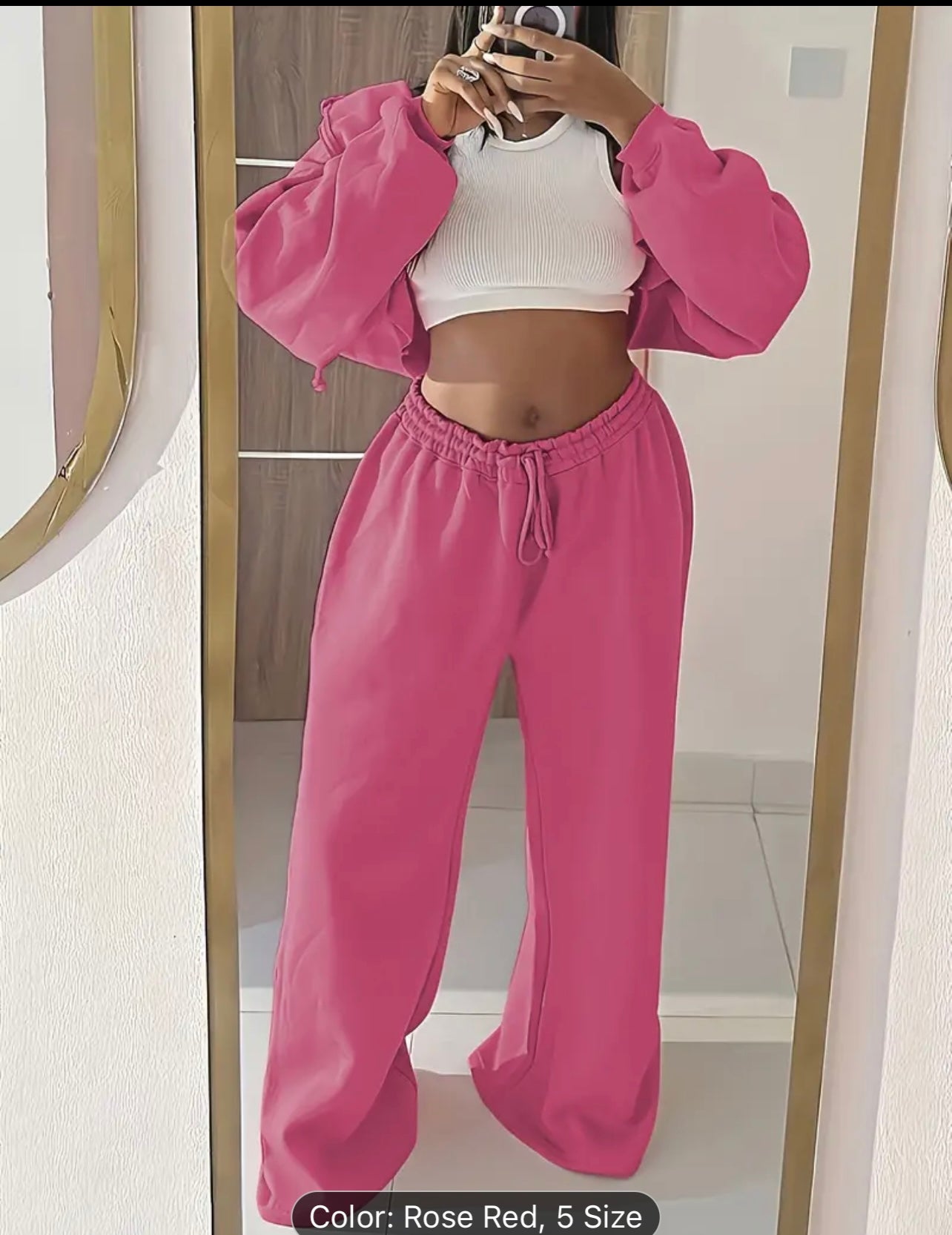 Women'S Pink Zip-Up Hoodie and Sweatpants Set - Casual Long Sleeve Sweatshirt