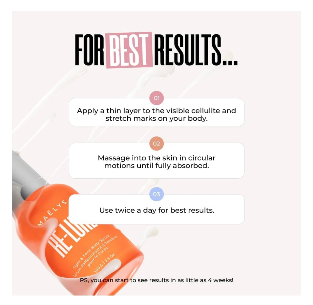 MAËLYS RE-LURE Tight & Tone Body Serum - Hyaluronic Acid Serum for Women - Hydrating Serum Tightens Appearance of Skin for Toned Look