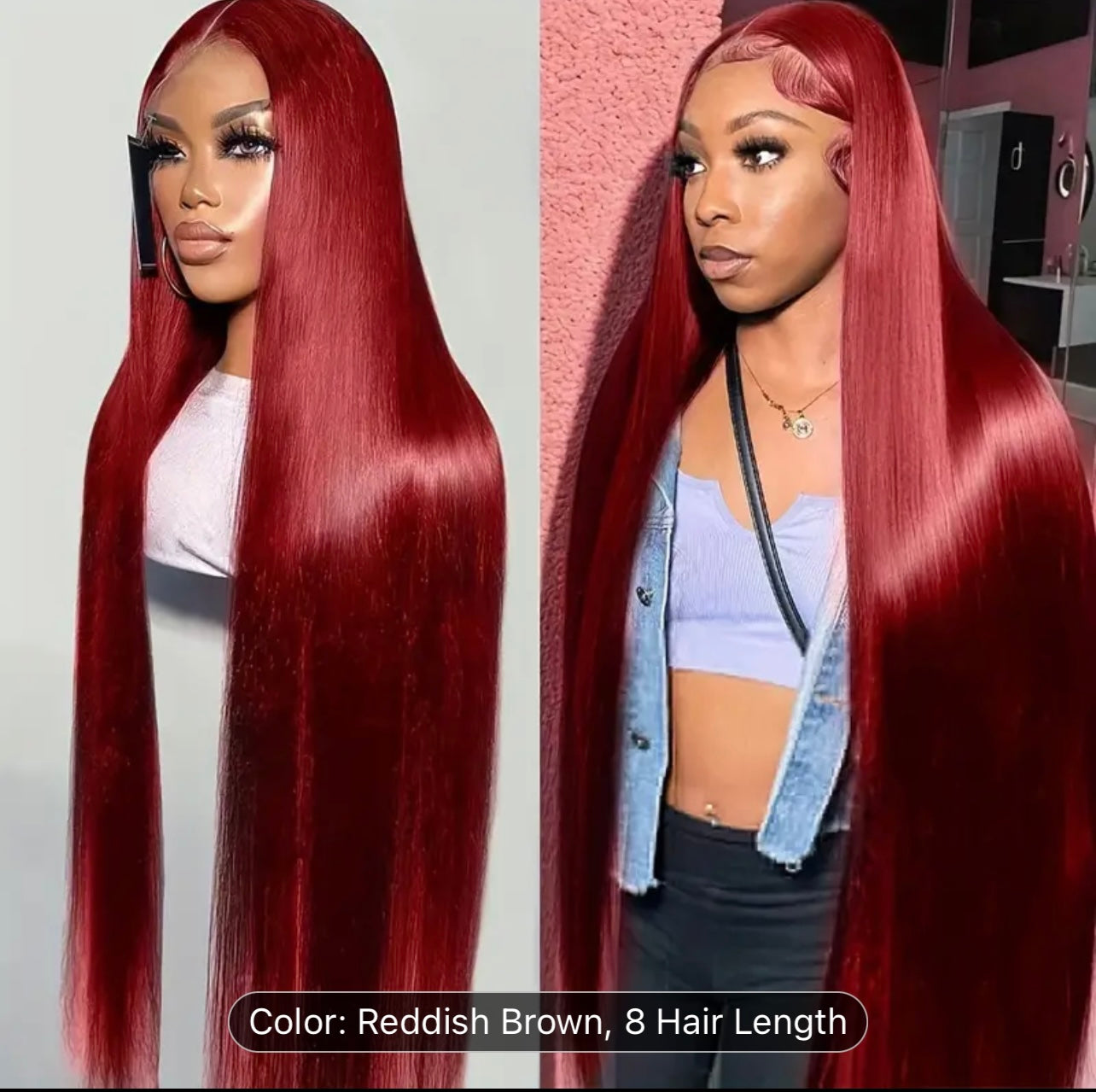 250% Density Reddish Brown Glueless Wigs Human Hair Straight Lace Front Wig 5x6 HD Lace Front Wigs Swiss Lace Wigs With Baby Hair Pre Plucked Lace Natural Brazilian Human Hair For Women No Glue No Skill Ready To Go Wig For Beginners