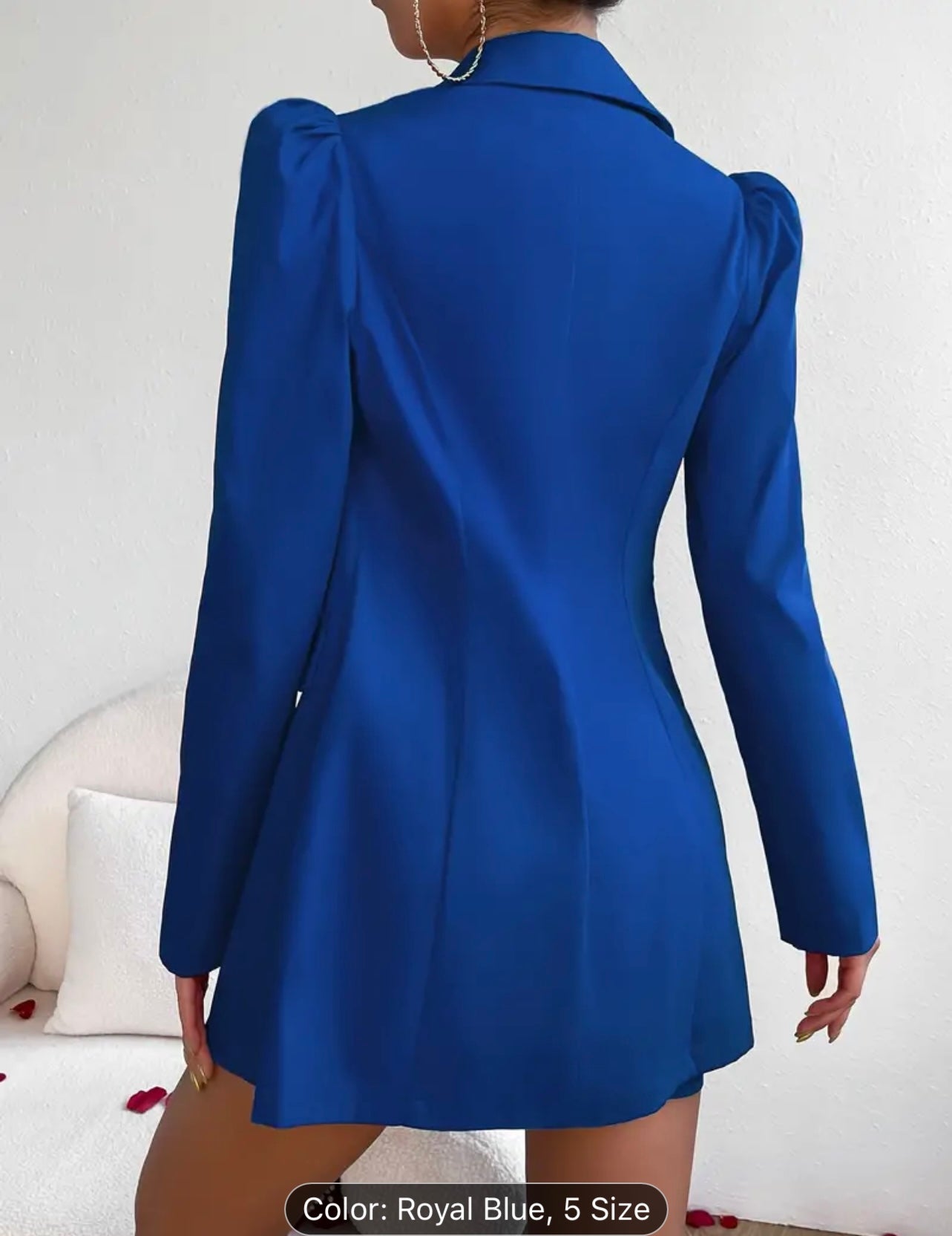 Solid Color Elegant Two-piece Skirt Set, Double Breasted Lapel Neck Blazer & Button Decor Skirt Outfits, Women's Clothing