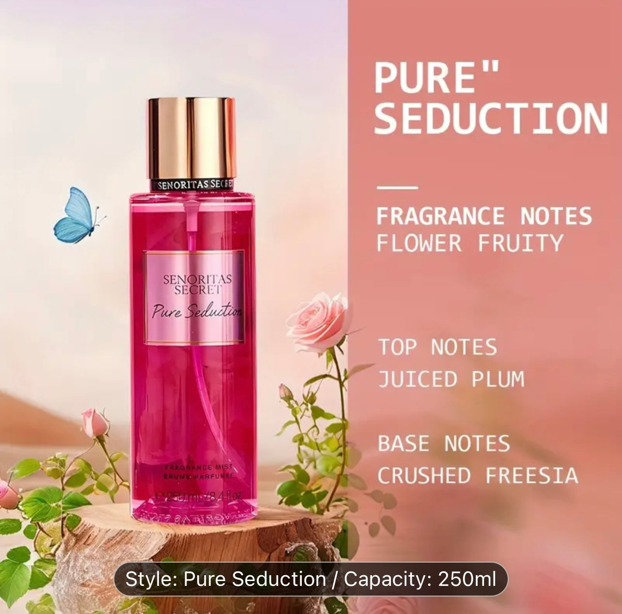 250ml Long-Lasting Fruity Fragrance Body Spray - Refreshing Petal Scent for Women, Perfect for Dating, Daily Use, and Various Occasions