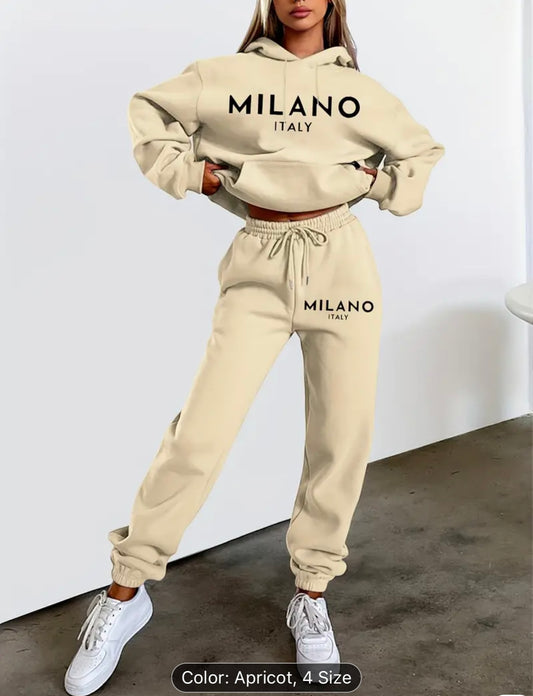 Stylish Women's Casual Hooded Tracksuit Set