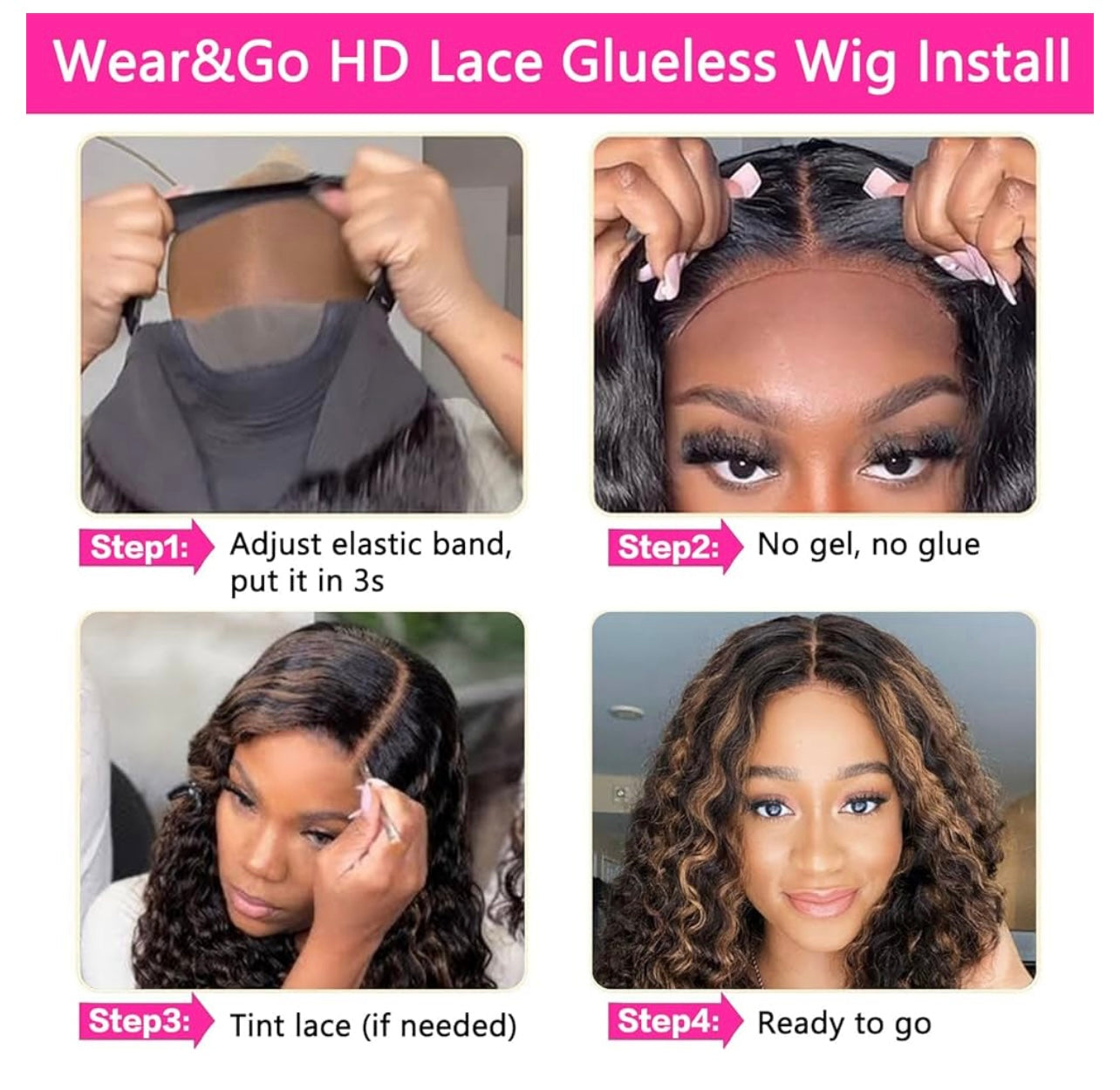 Glueless Wigs Human Hair Pre Plucked Pre Cut Brown Highlight Curly Lace Front Wig 5x5 HD Lace Closure Wigs Human Hair Wear And Go Glueless Wig for Women 20 Inch