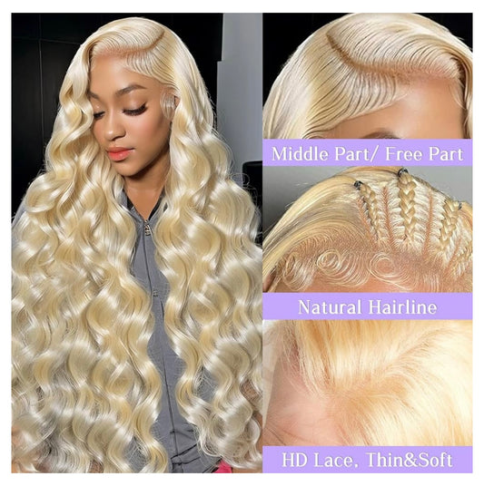 613 Blonde Lace Front Wigs Human Hair 13x4 180% Density Straight Lace Frontal Wig Human Hair Pre Plucked With Baby Hair HD Lace Front Wigs Human Hair For Women 26 Inch