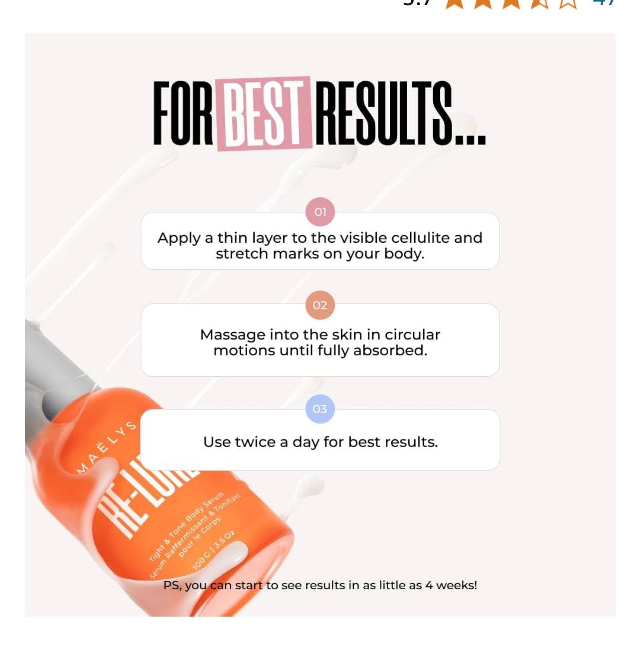 MAËLYS RE-LURE Tight & Tone Body Serum - Hyaluronic Acid Serum for Women - Hydrating Serum Tightens Appearance of Skin for Toned Look