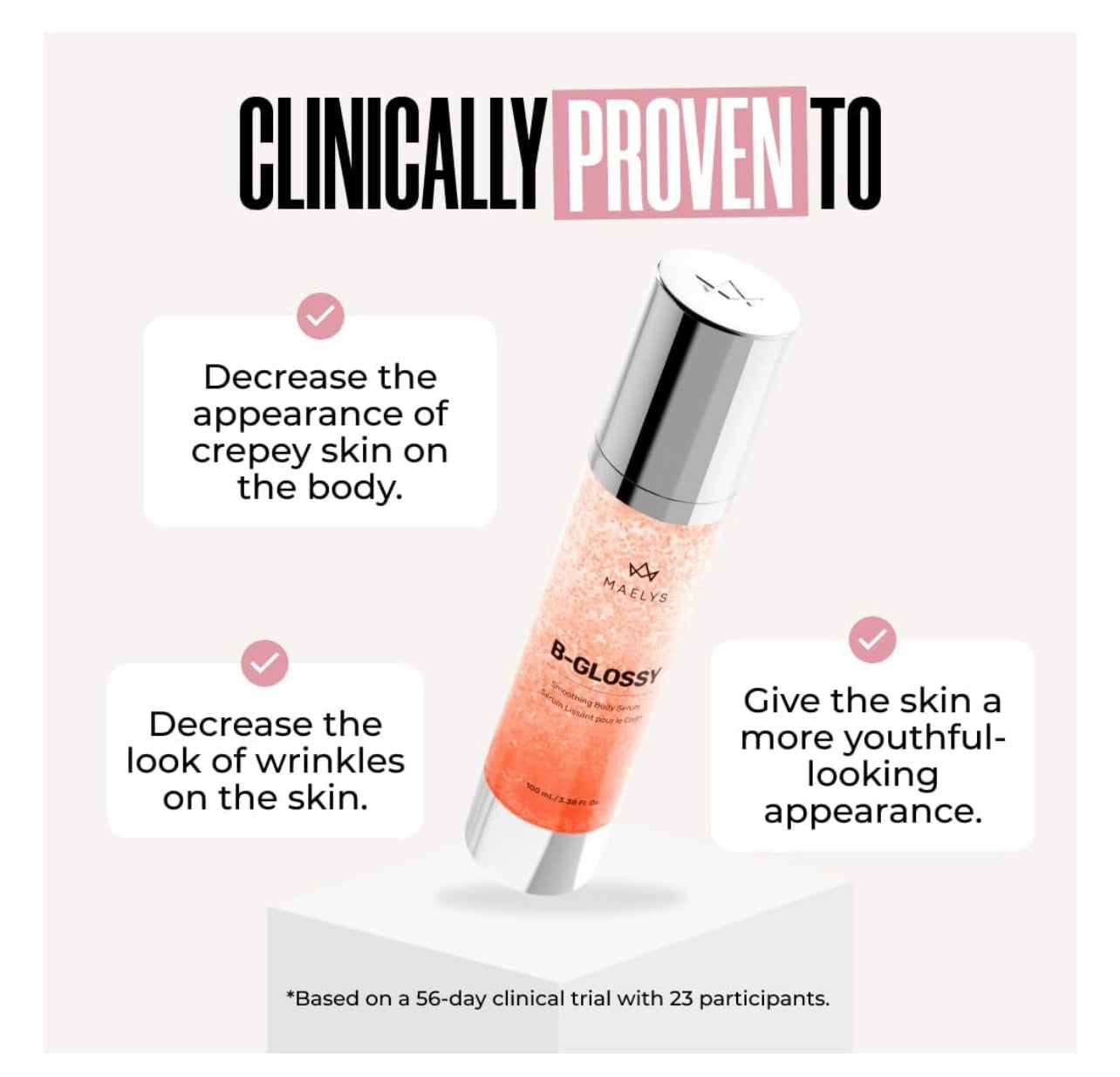 MAËLYS B-GLOSSY Smoothing Body Serum - Hyaluronic Acid Serum for Body - Hydrating Wrinkle Serum with Peptides & Shea Butter