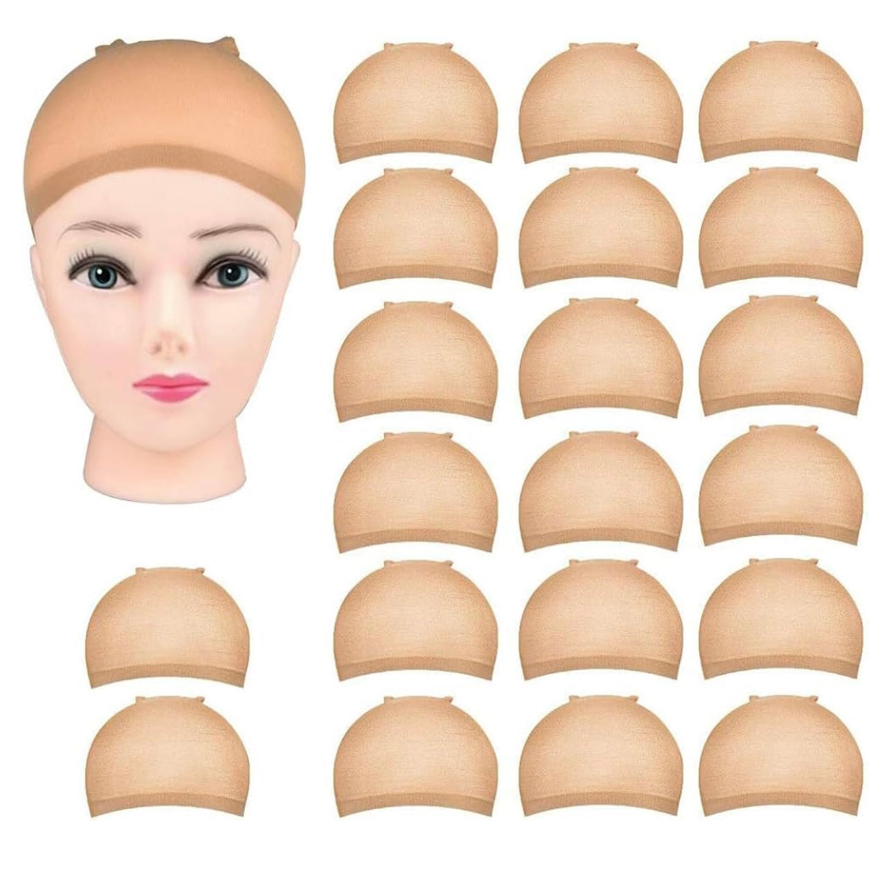 MORGLES Wig Caps, 20pcs Stocking Stretchy Nylon Nude Wig Caps For Women Man-Light Brown