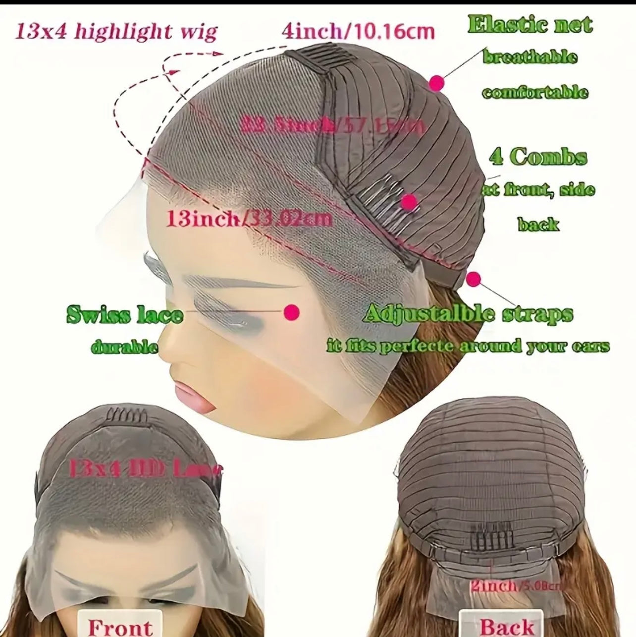Highlight Body Wave Lace Frontal Wigs Human Hair 13x4 HD Lace Front Human Hair Wigs For Women Glueless Wigs Human Hair Pre Plucked With Baby Hair 150% Density
