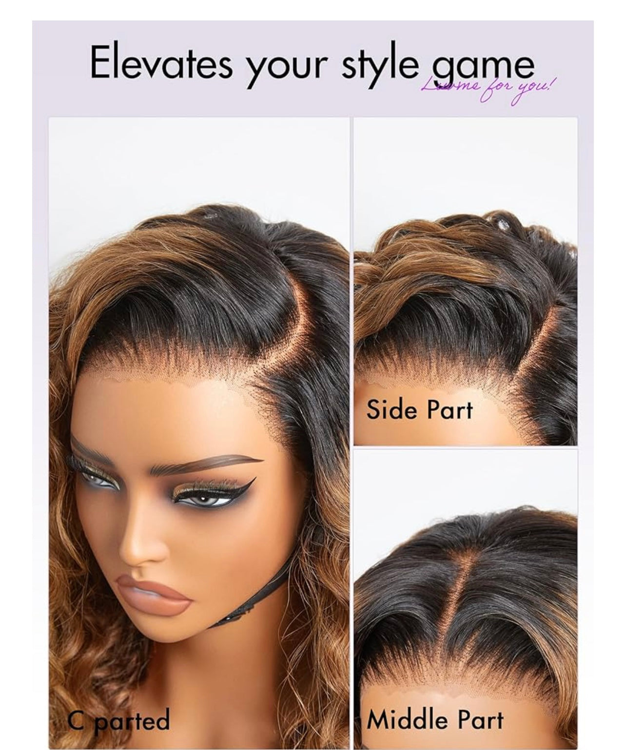 Sun-kissed Ombre Blonde Water Wave Glueless Free Part13x4 Lace Front Wig Human Hair
